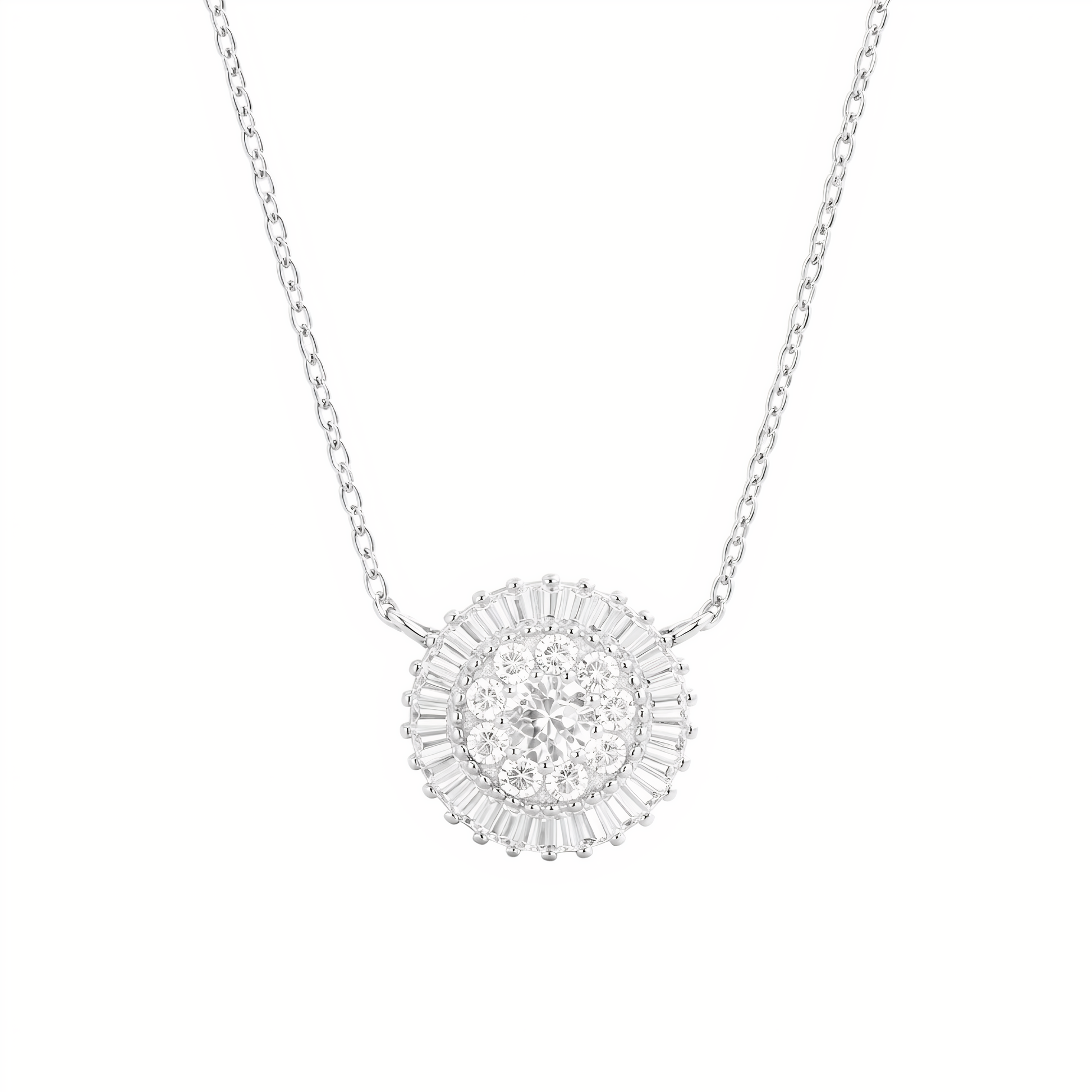 True | Pave Medallion Necklace