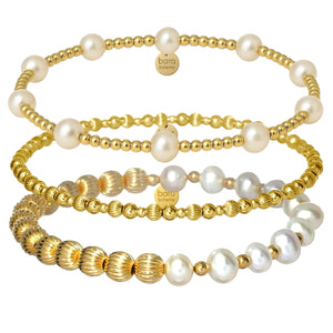 Tuscany Gold Filled Beaded Bracelet Stack