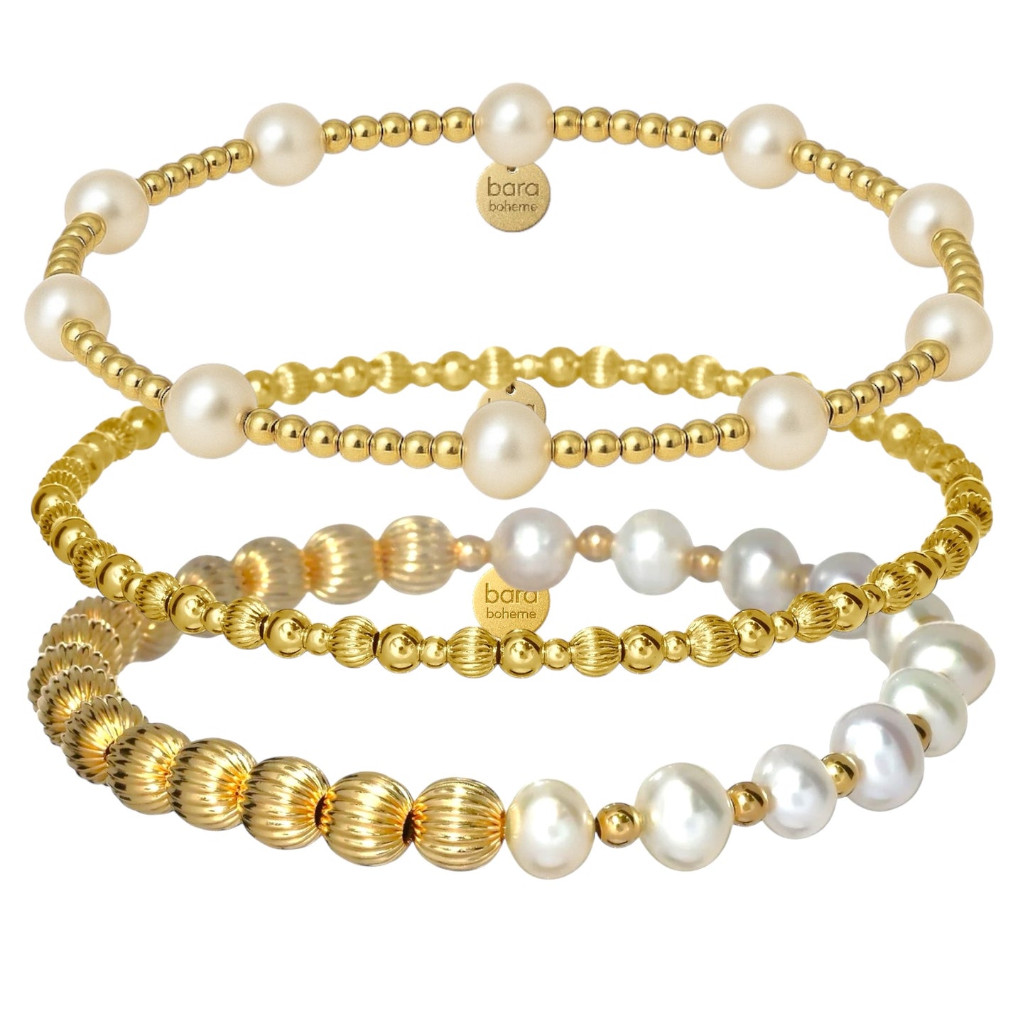 Tuscany Gold Filled Beaded Bracelet Stack