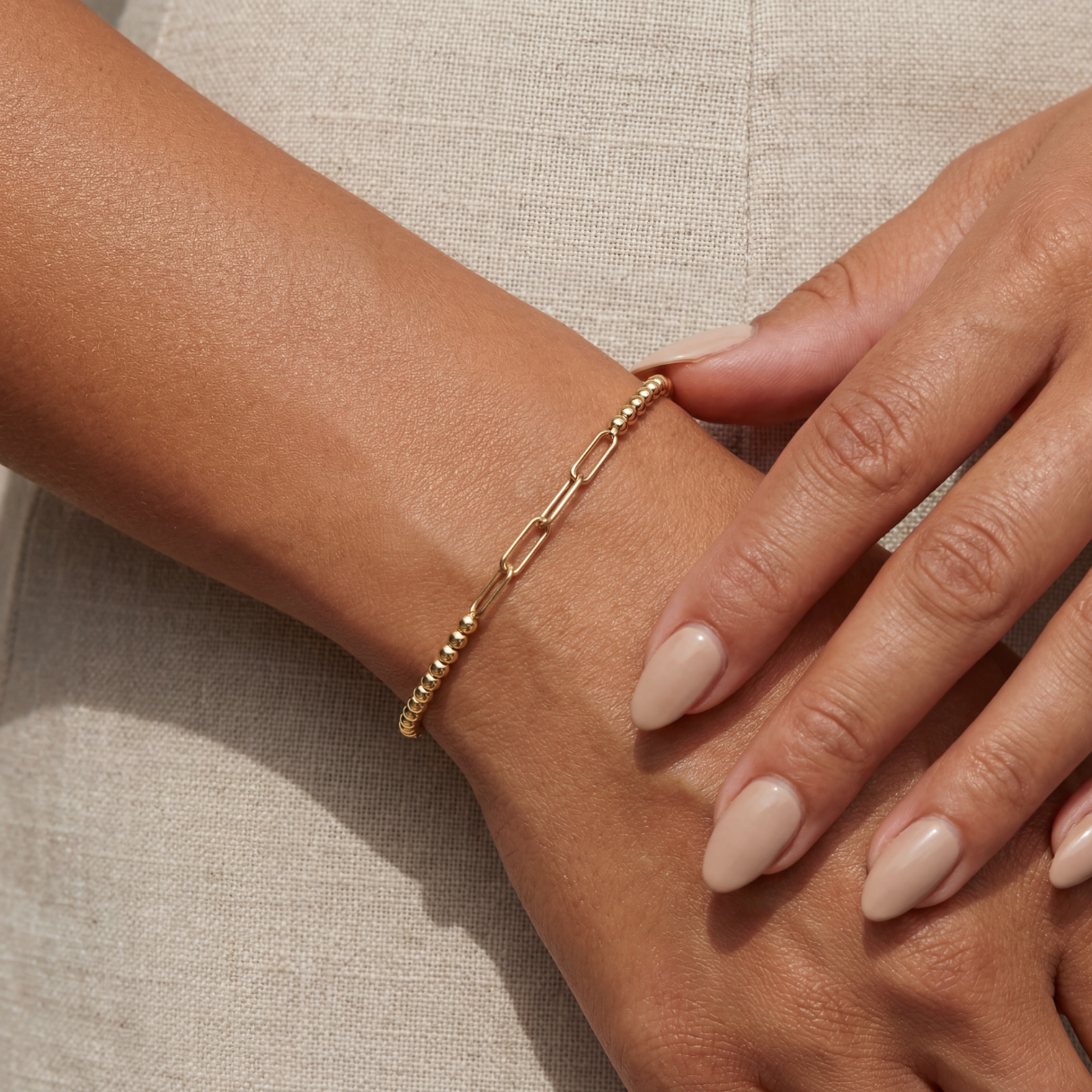 Classic Paperclip | Gold Filled Beaded Bracelet