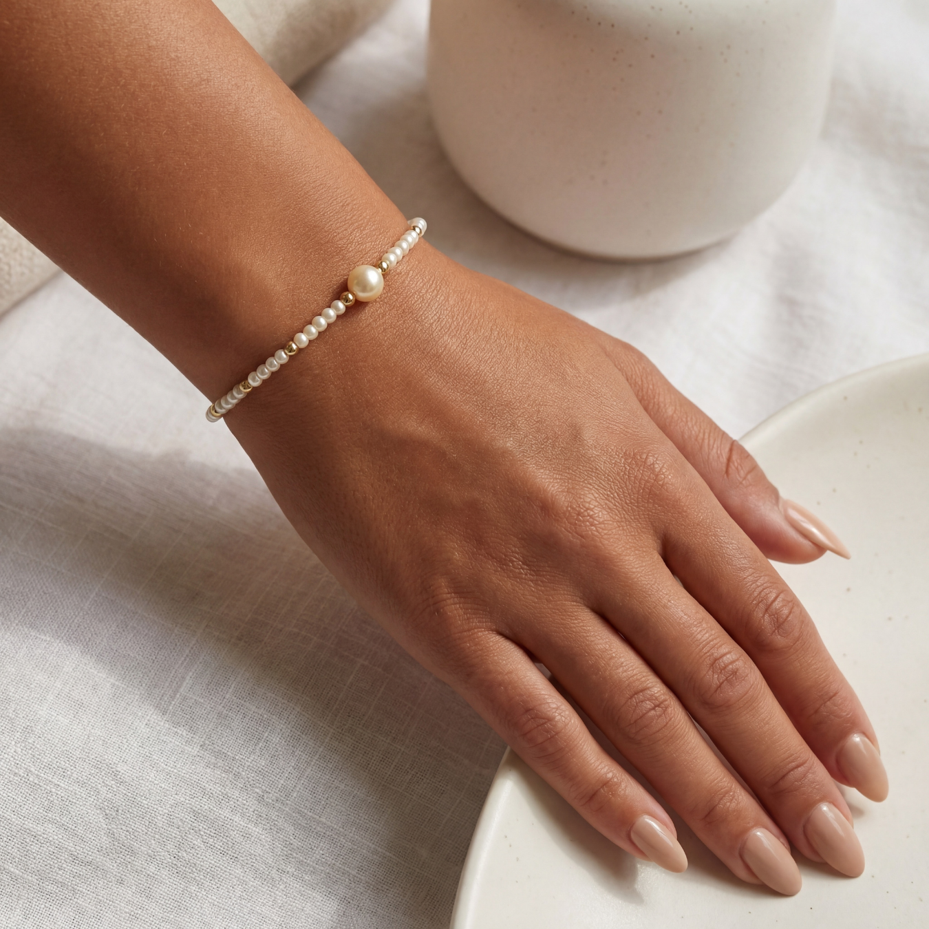 Aria | Gold Filled Beaded Bracelet with Pearls