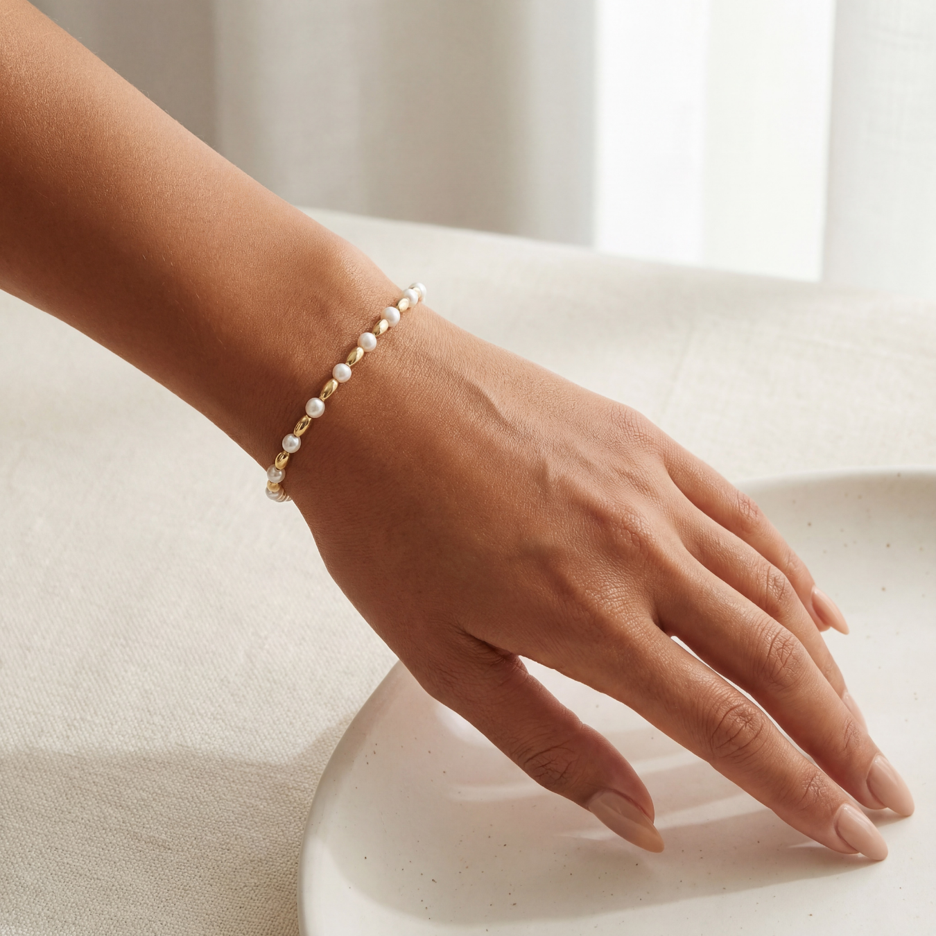 Carrie | Gold Filled Beaded Bracelet with Pearls