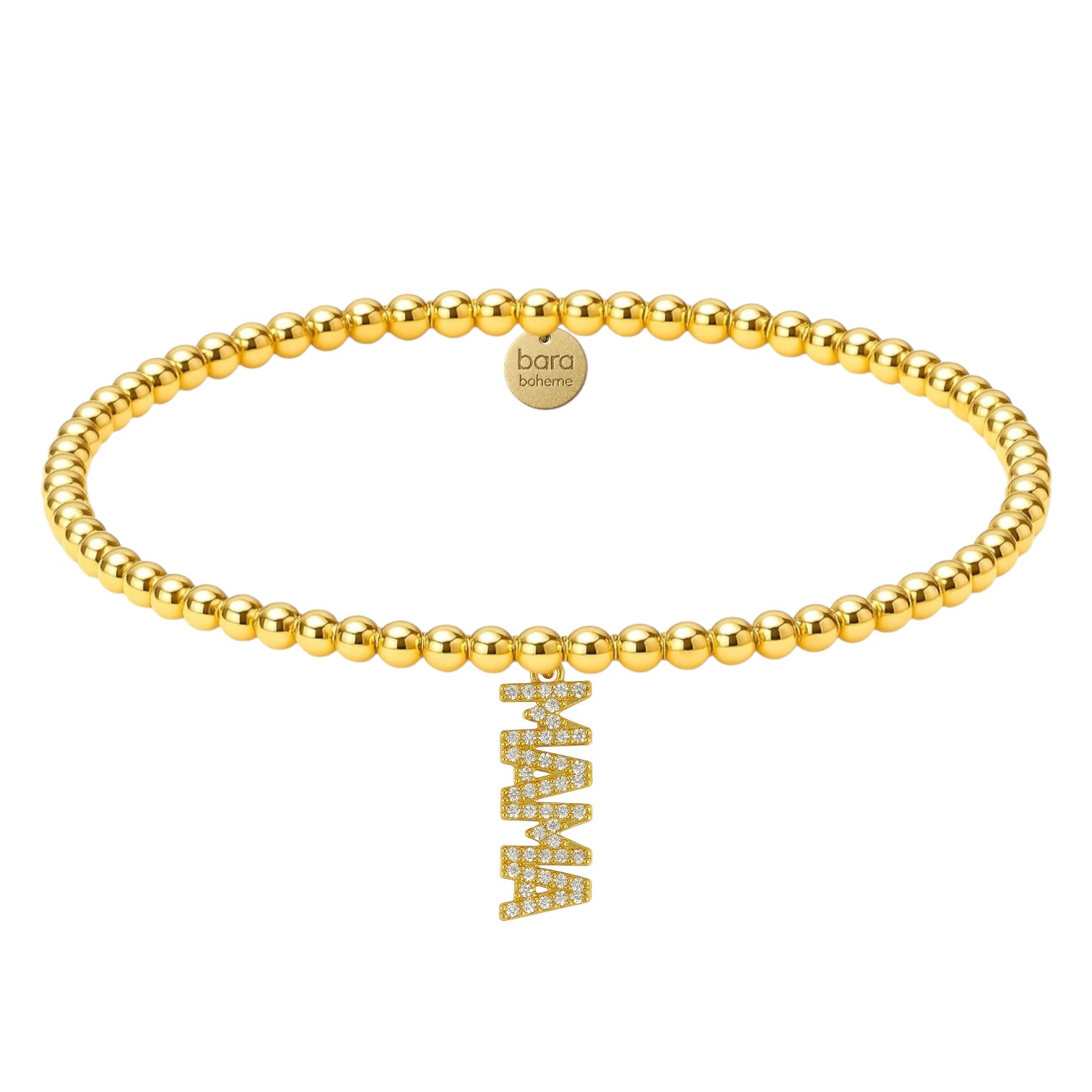 Vertical Mama Charm Gold Filled Beaded Bracelet
