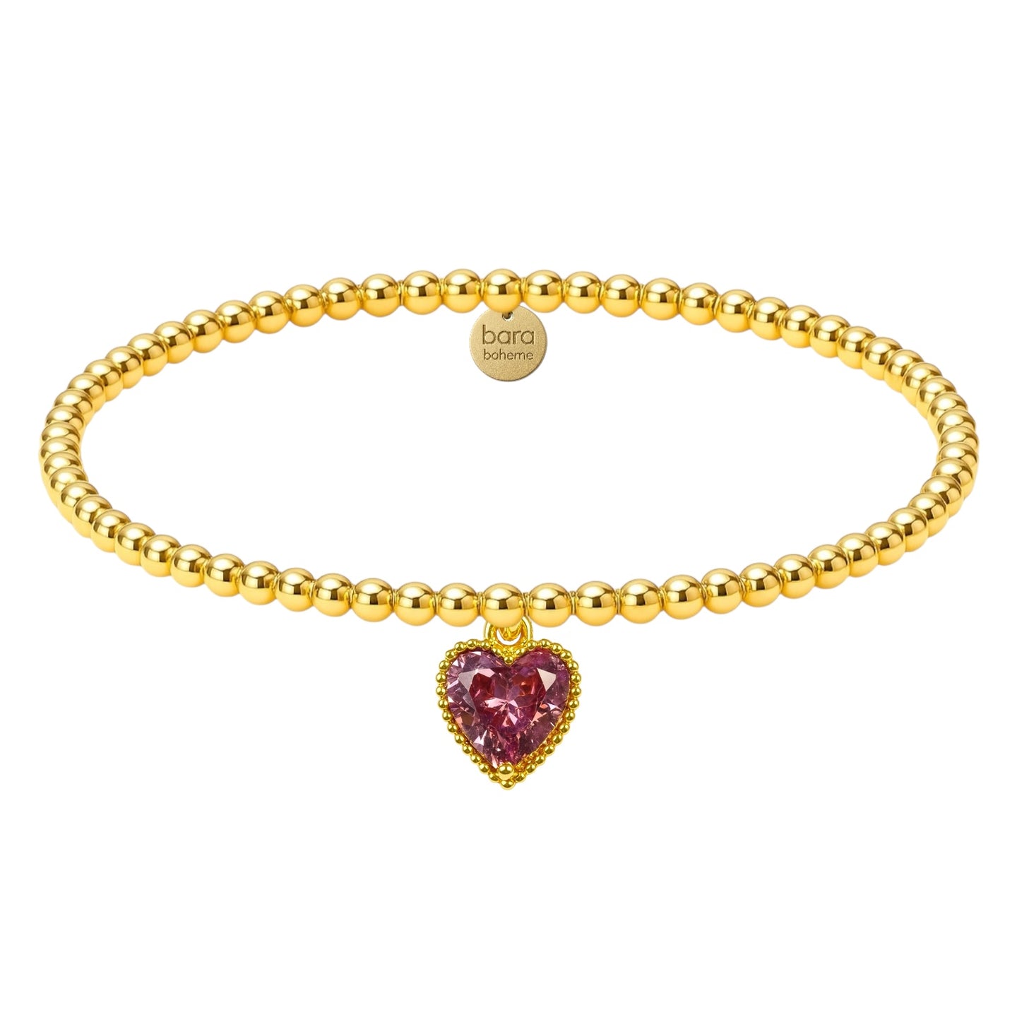 Vintage Heart Charm Gold Filled Beaded Bracelet
