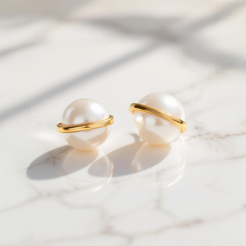 Fresh Water Pearl with 18K Gold Plated Stud Earrings