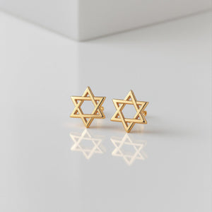 Classic STAR OF DAVID 18K Gold Plated Studs Earrings