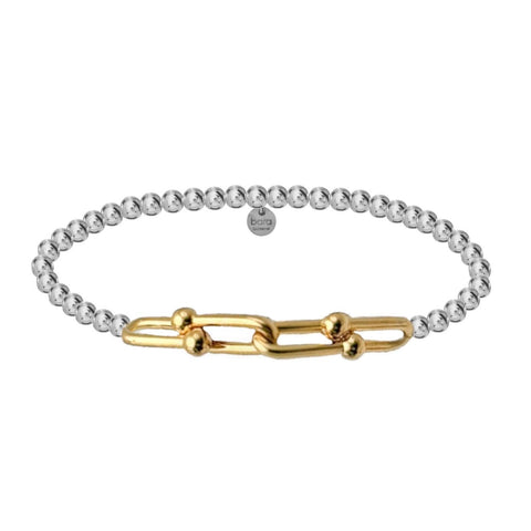 "4X Hardware" Large charm on 4mm gold filled bead bracelet