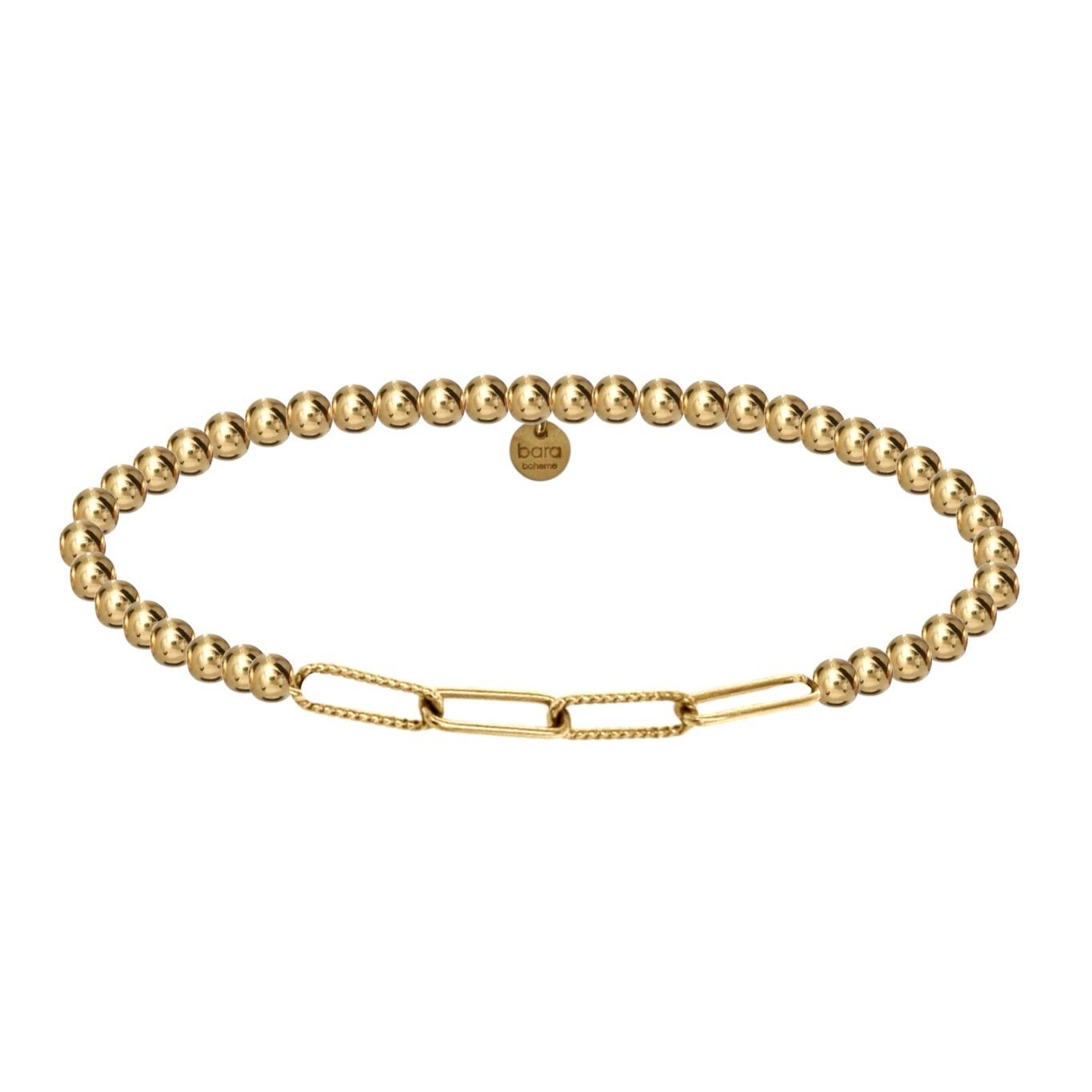SOPHIE PAPERCLIP | Stretchy Charm with 4mm Gold Filled beads Bracelet
