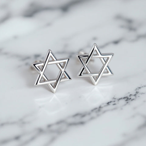 Classic STAR OF DAVID 18K Gold Plated Studs Earrings