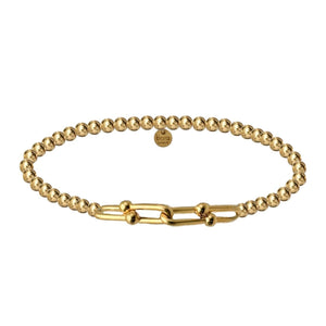 "4X Hardware" Small charm on 4mm gold filled bead bracelet