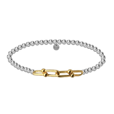"4X Hardware" Small charm on 4mm gold filled bead bracelet
