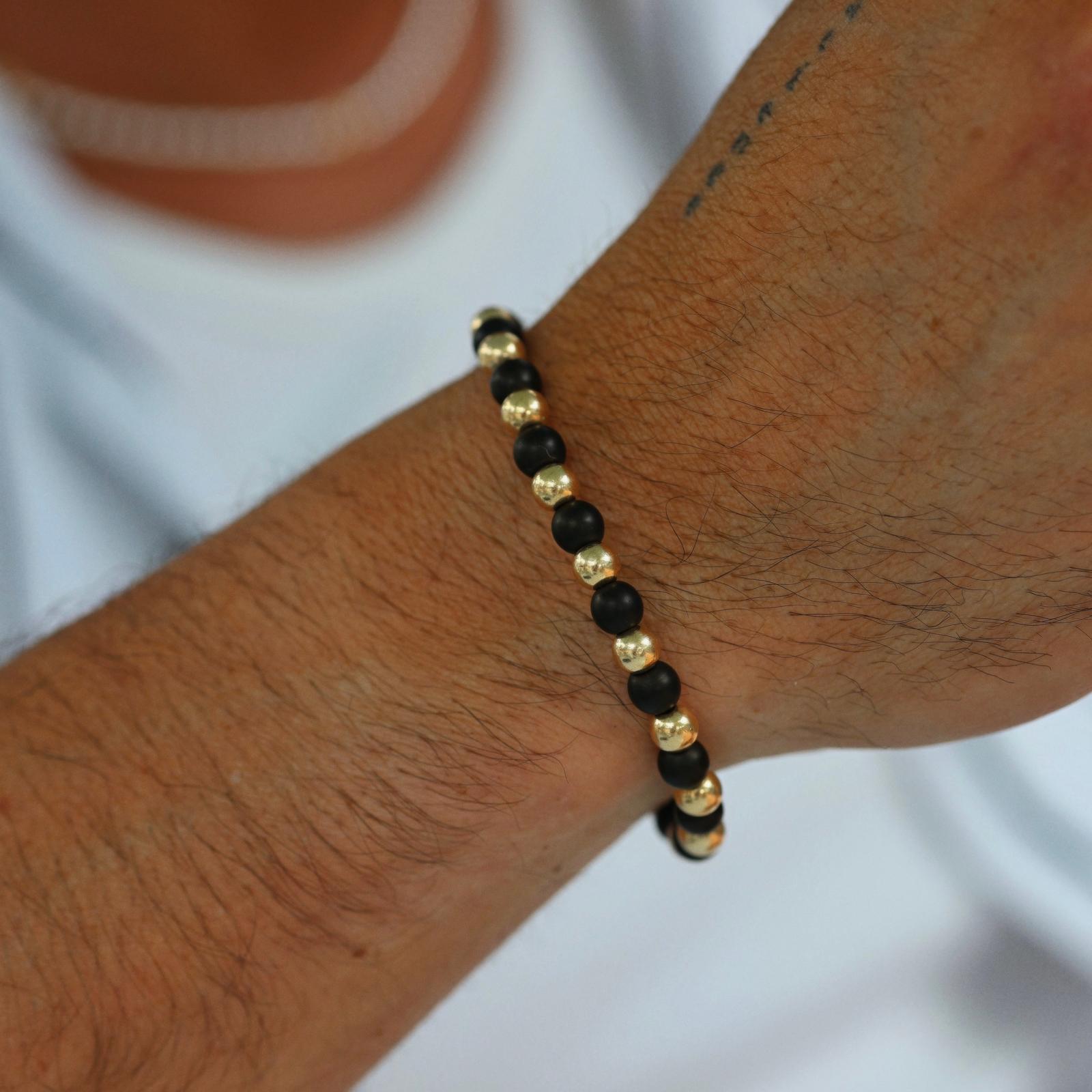 Black Anchor | Beaded Men's Bracelet