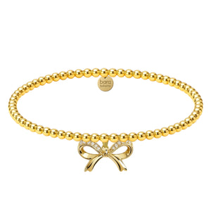 Wish Bow | Gold Filled Beaded Charm Bracelet