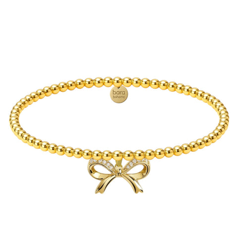 Wish Bow | Gold Filled Beaded Charm Bracelet