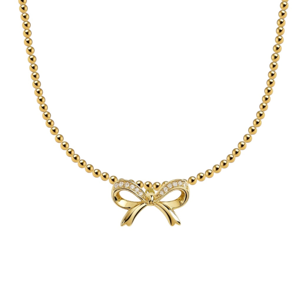 Wish Bow | Gold Filled Beaded Necklace