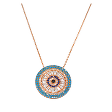 "ZEUS" Evil Eye Medallion CZ Necklace