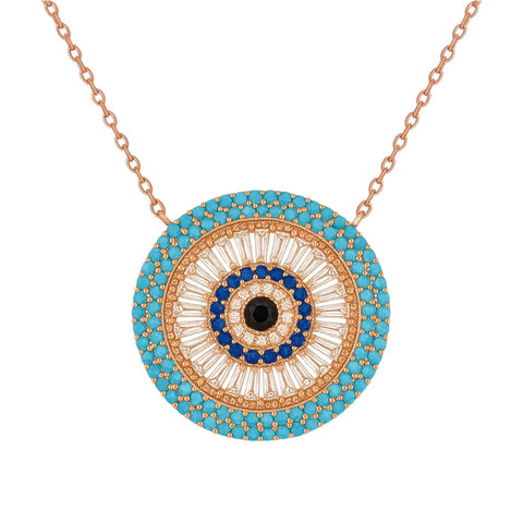 Zeus | Evil Eye Medallion CZ Necklace