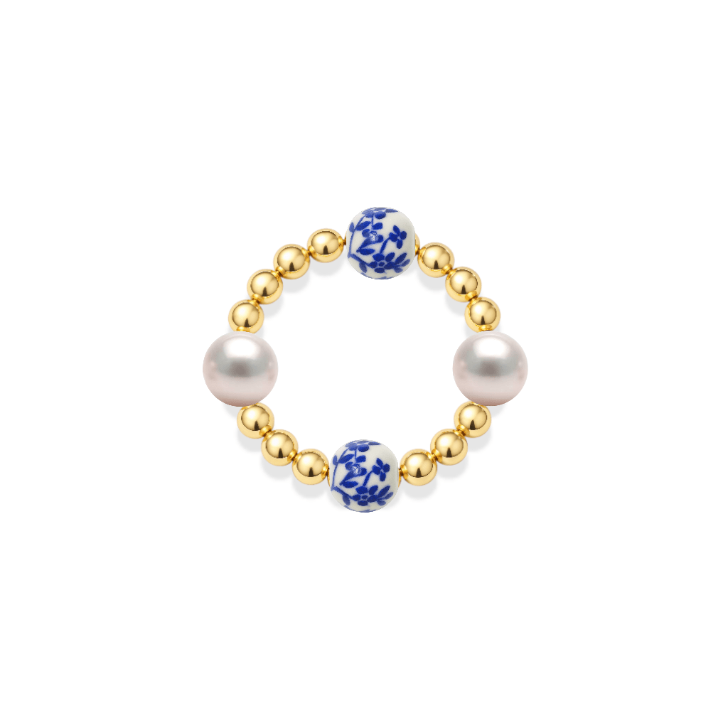 Amalfi Bloom – Porcelain Beaded Ring - Bara Boheme