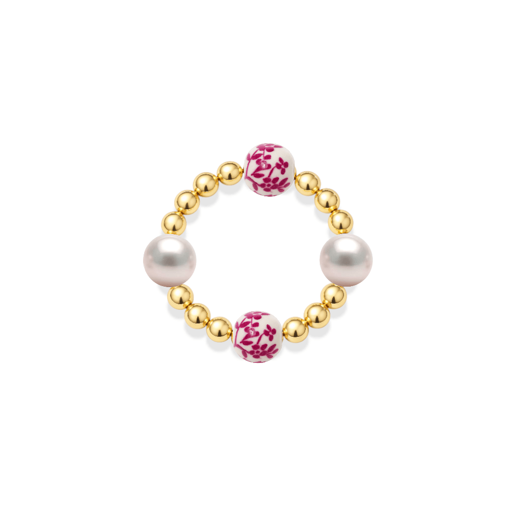 Amalfi Bloom – Porcelain Beaded Ring - Bara Boheme