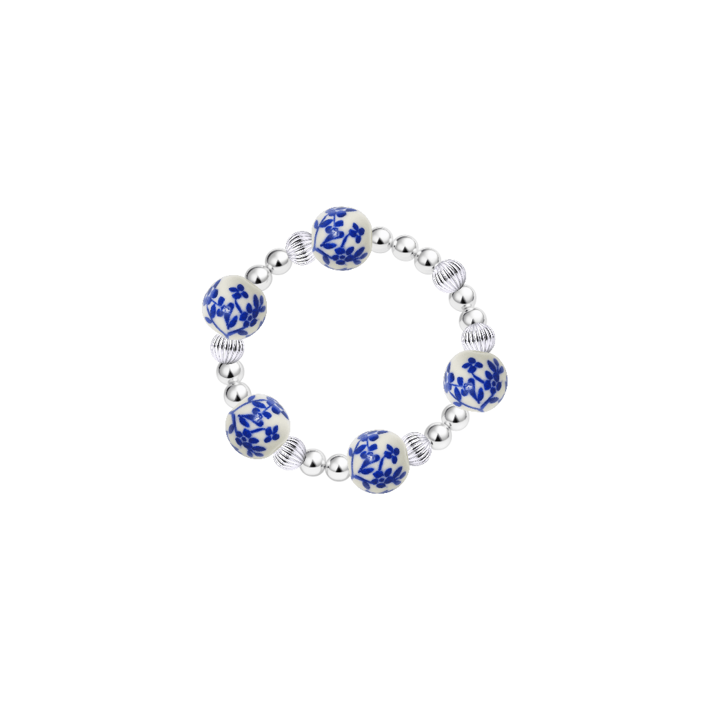 Amalfi Blossom – Porcelain Beaded Ring - Bara Boheme