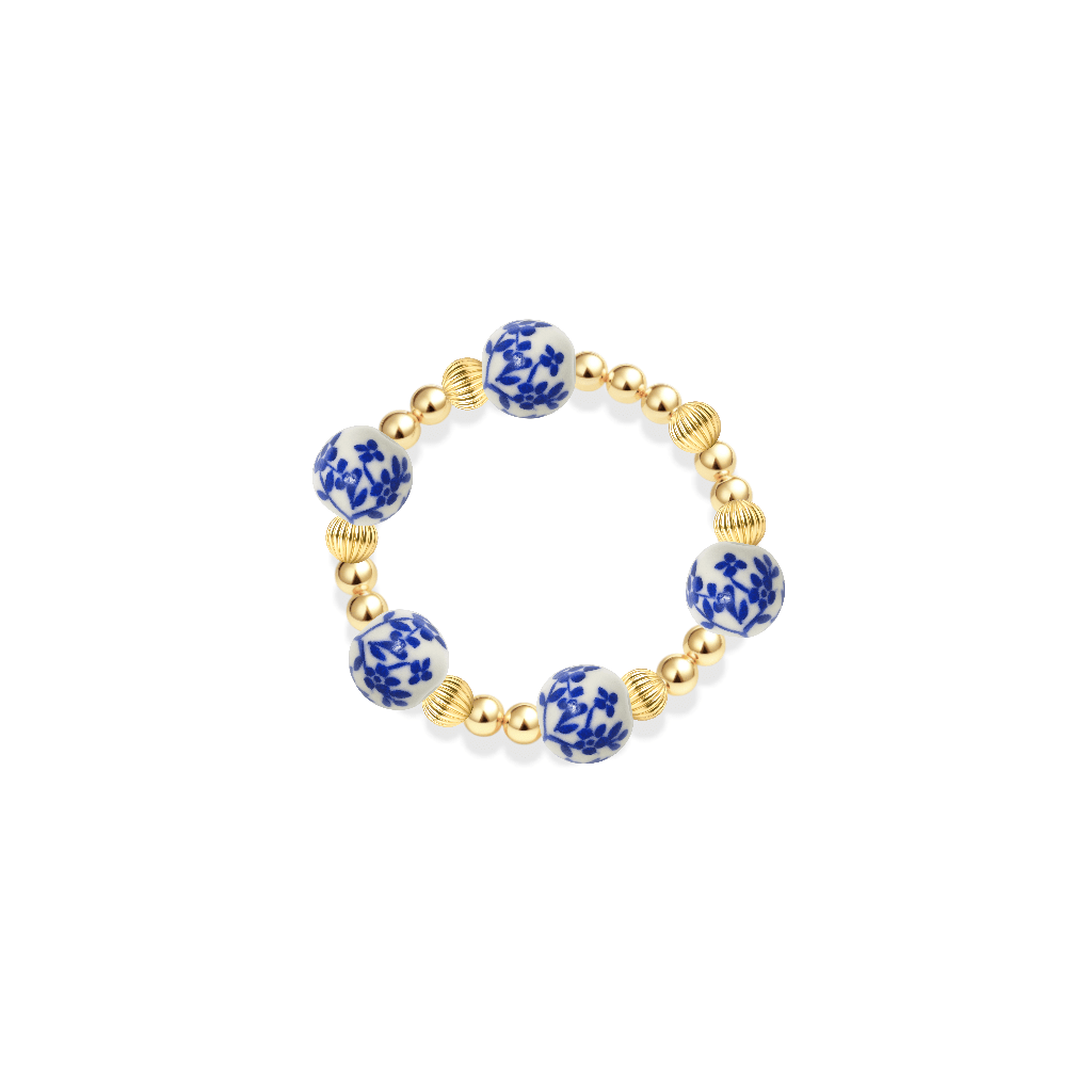 Amalfi Blossom – Porcelain Beaded Ring - Bara Boheme