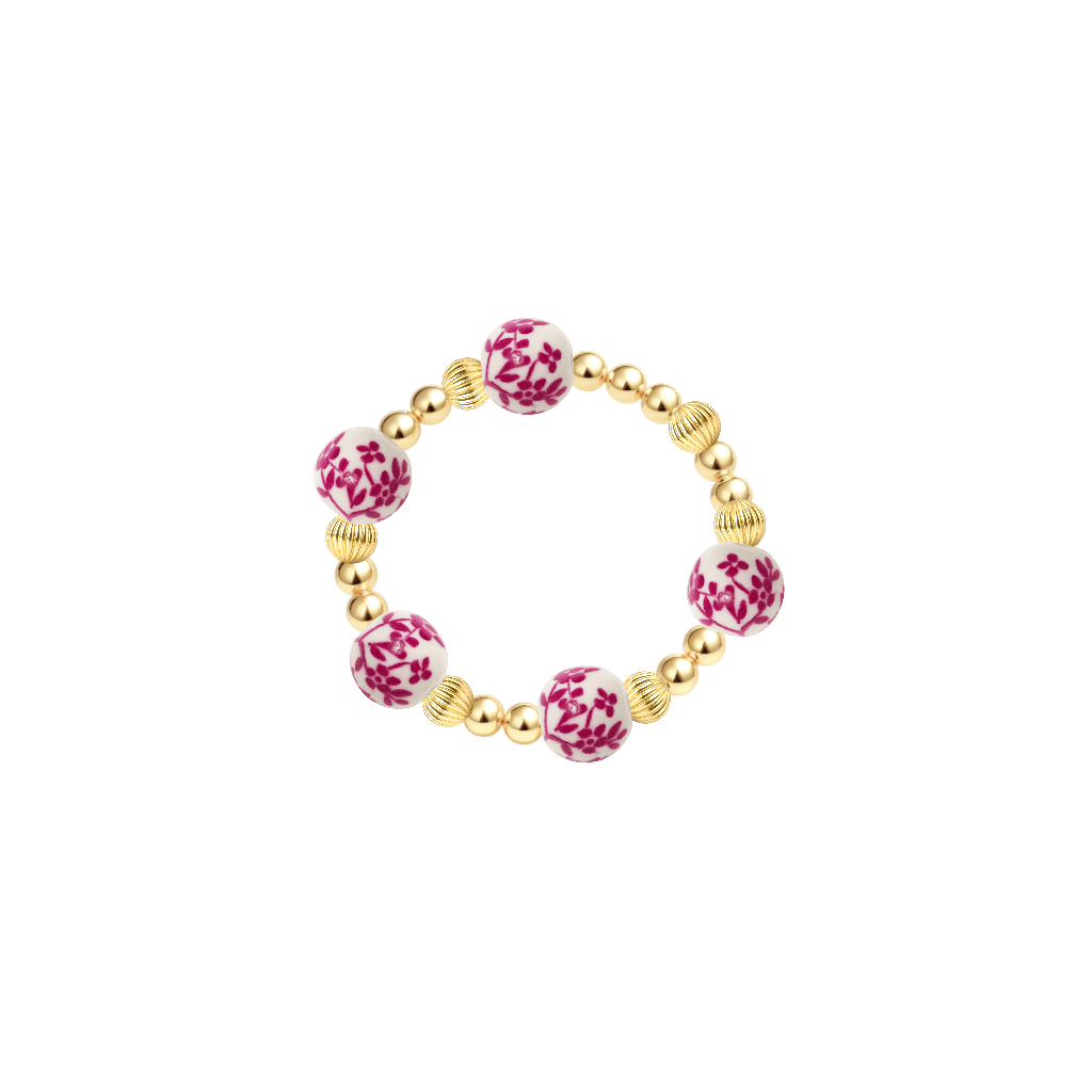 Amalfi Blossom – Porcelain Beaded Ring - Bara Boheme