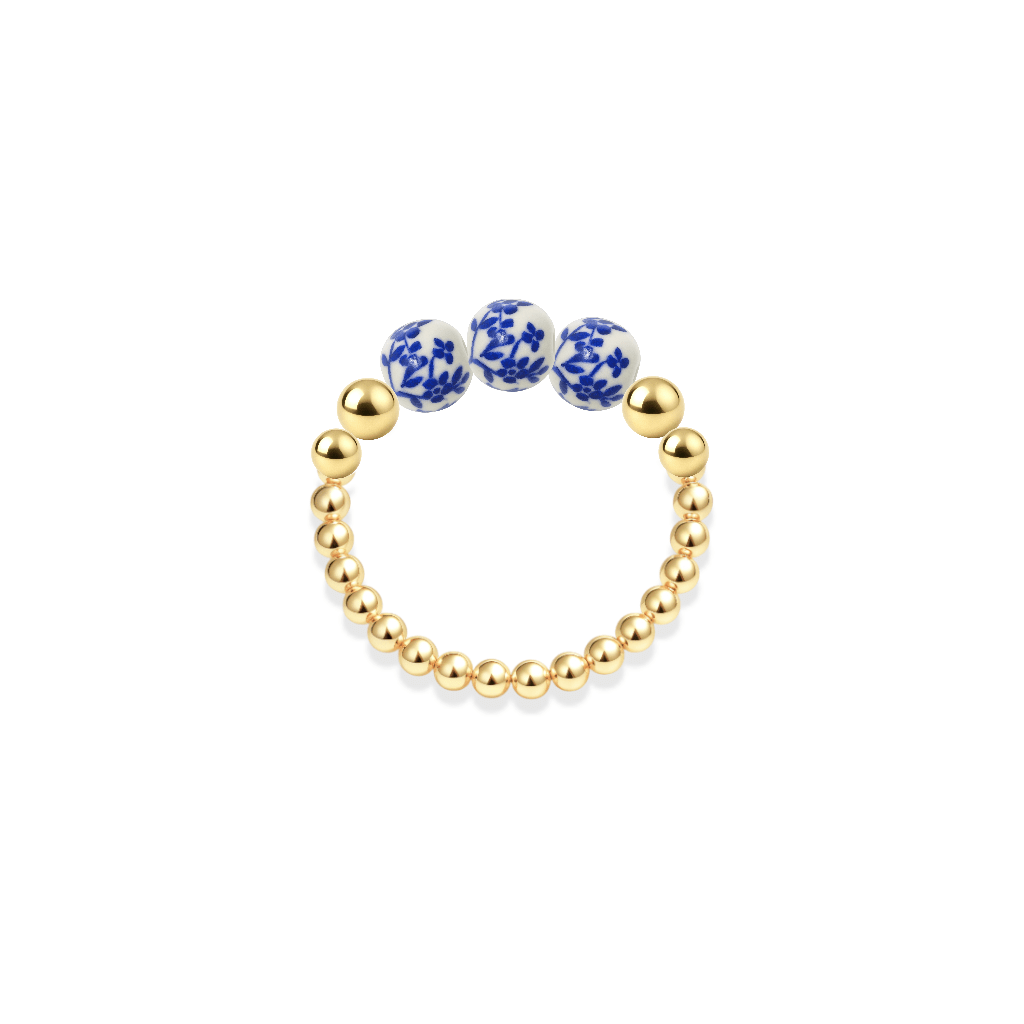 Amalfi Magnolia – Porcelain Beaded Ring - Bara Boheme