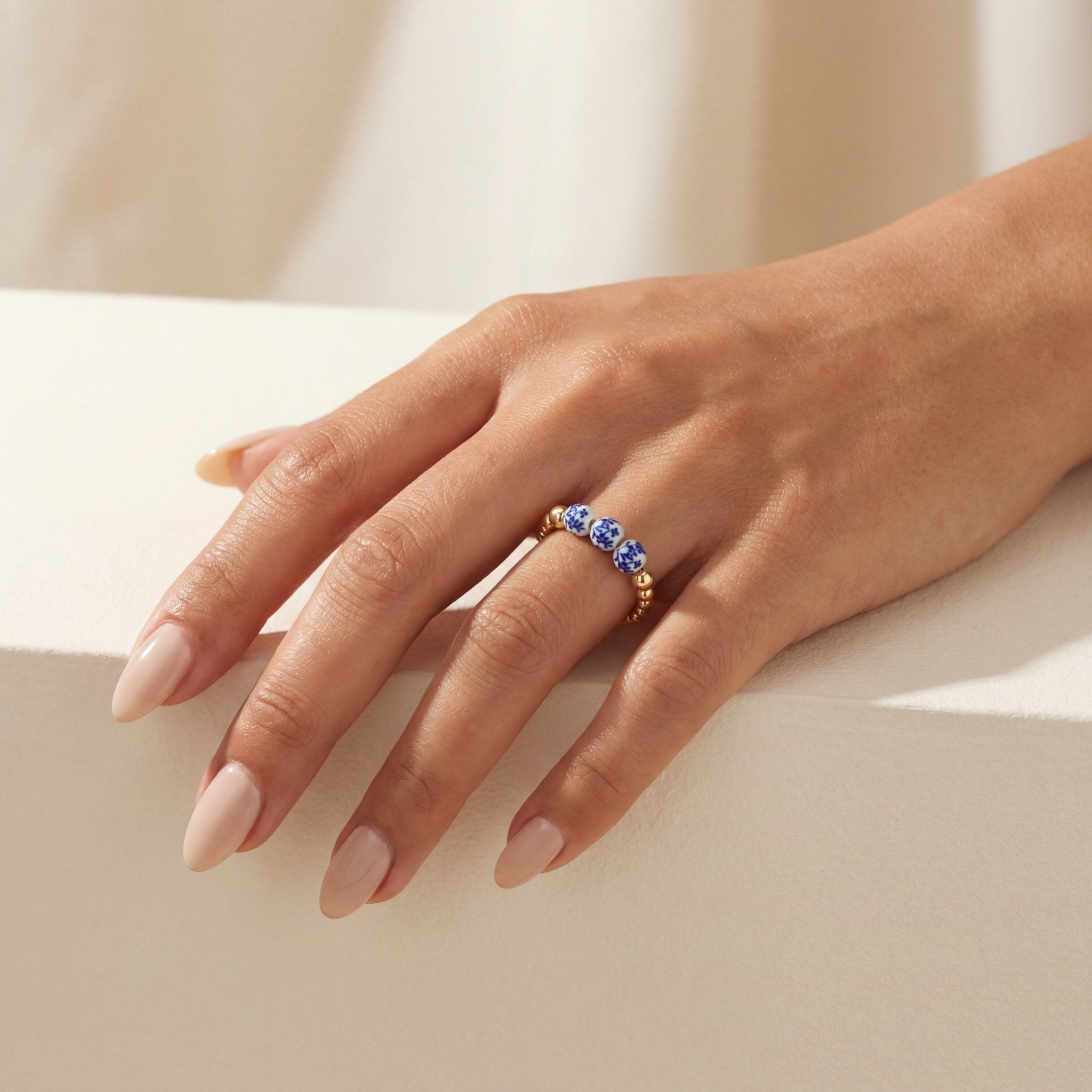 Amalfi Magnolia – Porcelain Beaded Ring - Bara Boheme