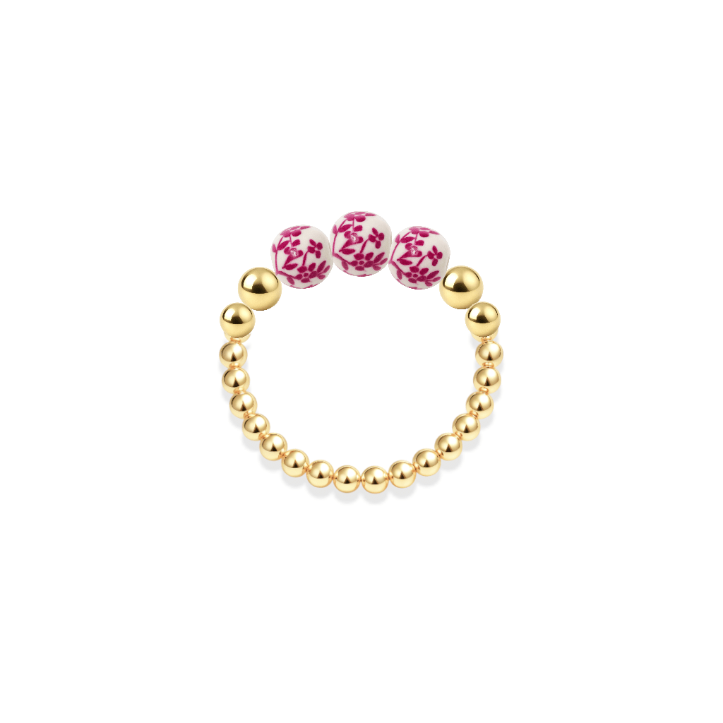 Amalfi Magnolia – Porcelain Beaded Ring - Bara Boheme