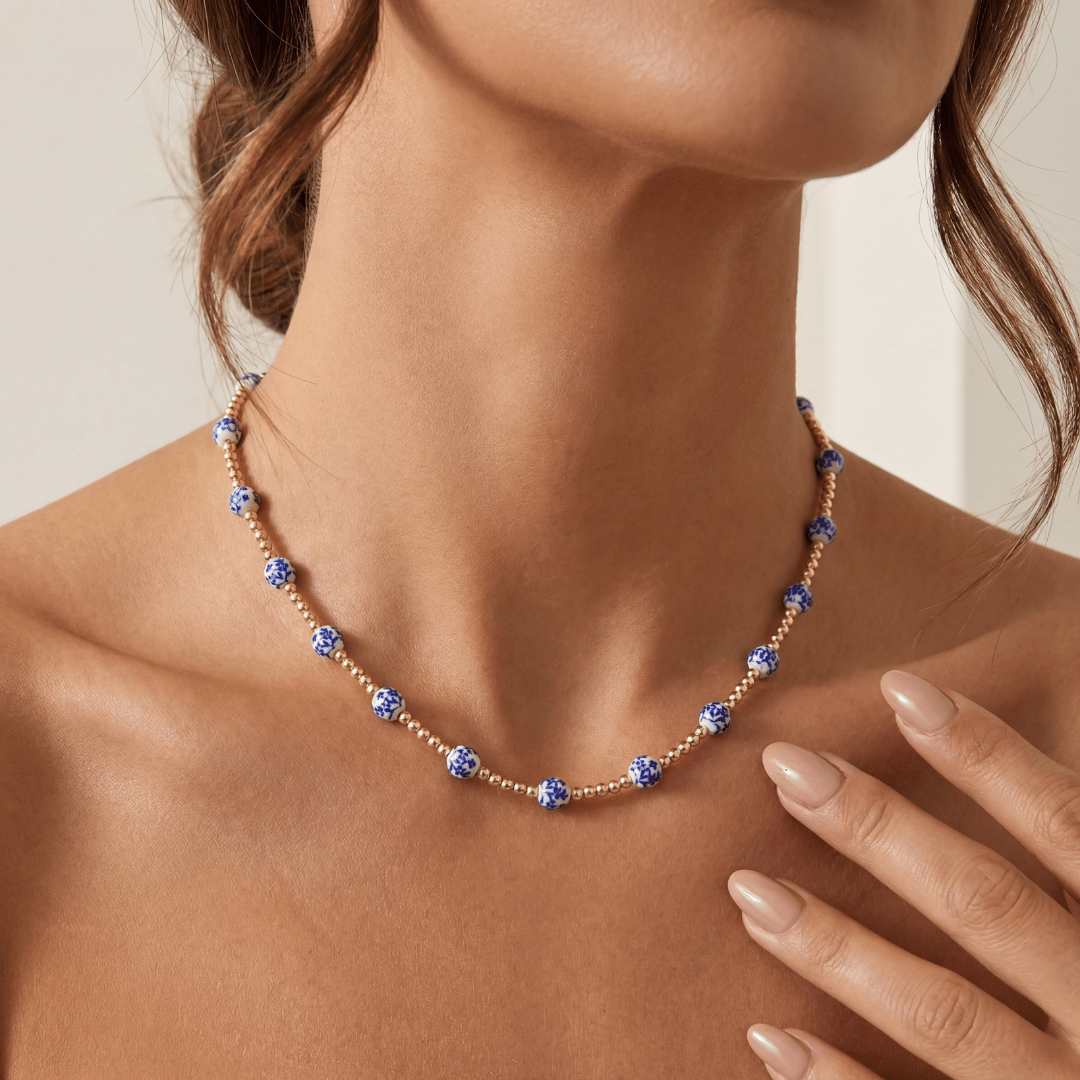 Amalfi Oleander – Porcelain Beaded Necklace - Bara Boheme