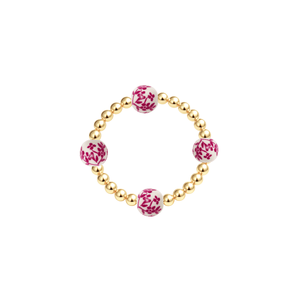 Amalfi Oleander – Porcelain Beaded Ring - Bara Boheme