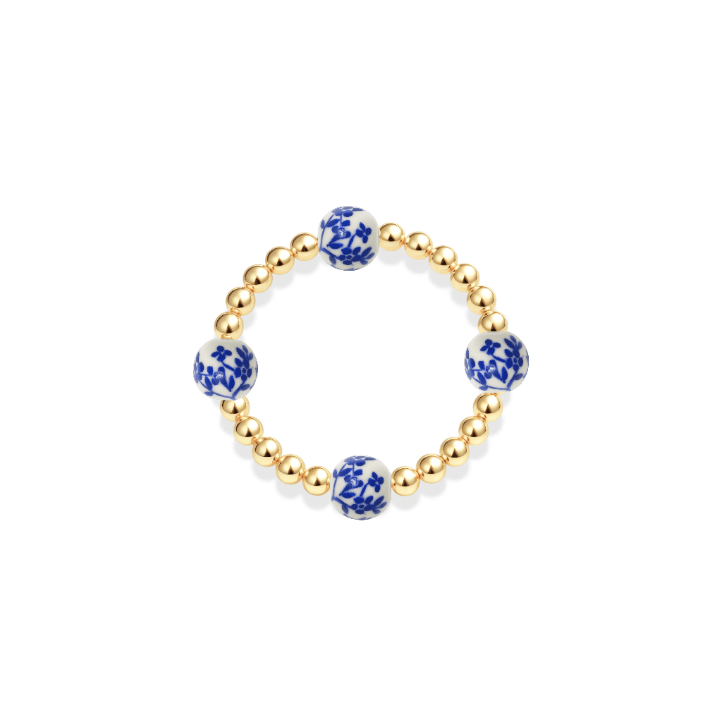 Amalfi Oleander – Porcelain Beaded Ring - Bara Boheme