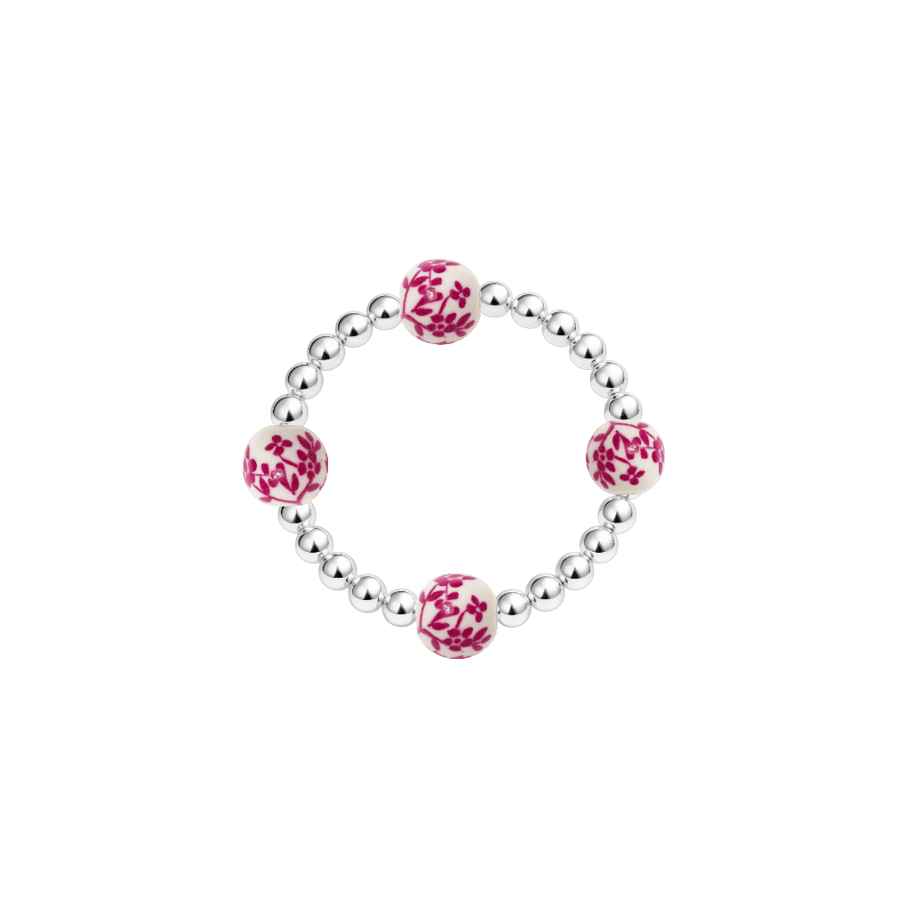 Amalfi Oleander – Porcelain Beaded Ring - Bara Boheme