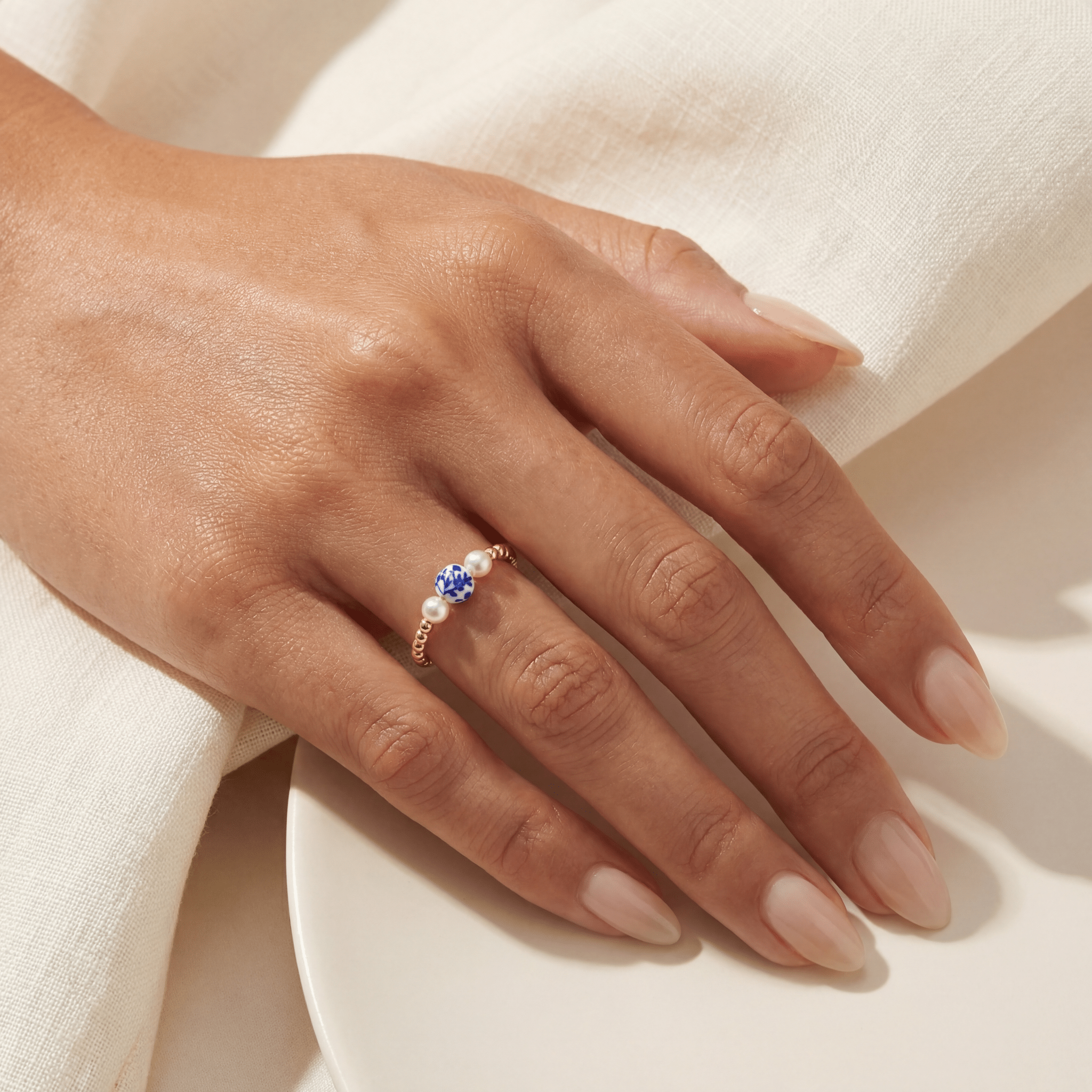 Amalfi Single – Porcelain Beaded Ring - Bara Boheme