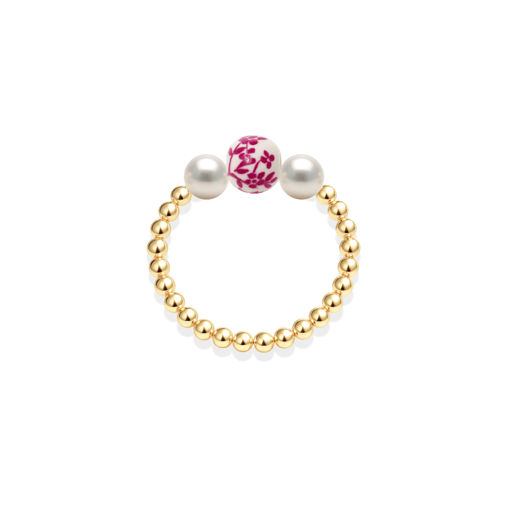Amalfi Single – Porcelain Beaded Ring - Bara Boheme