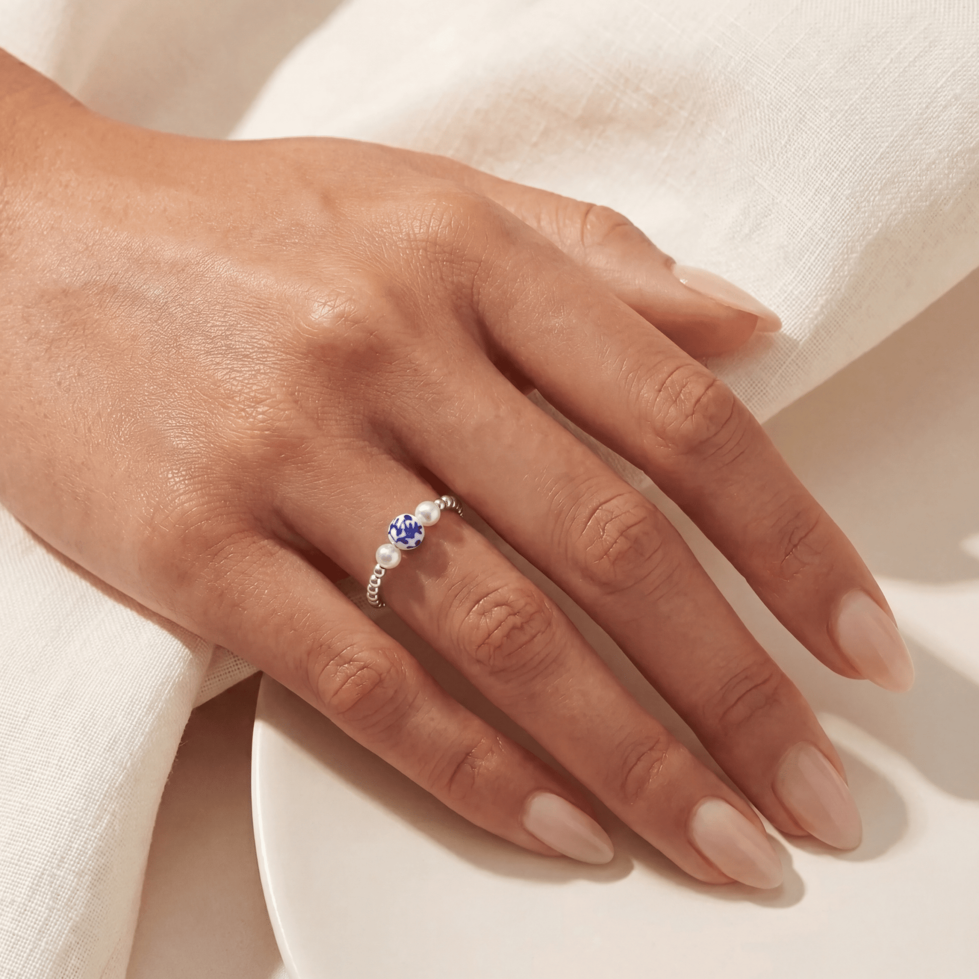 Amalfi Single – Porcelain Beaded Ring - Bara Boheme