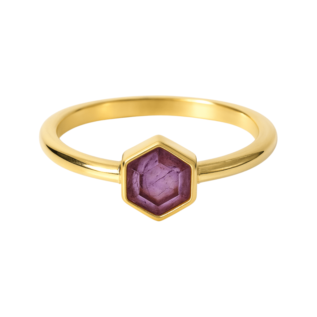 Amethyst | SPS Hexagon Ring - Bara Boheme