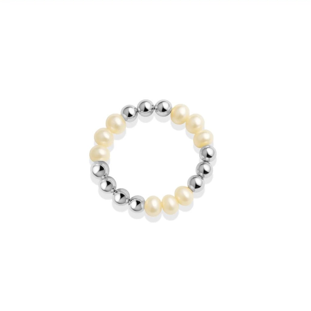 Anna Pearl Beaded Stretchy Ring - Bara Boheme