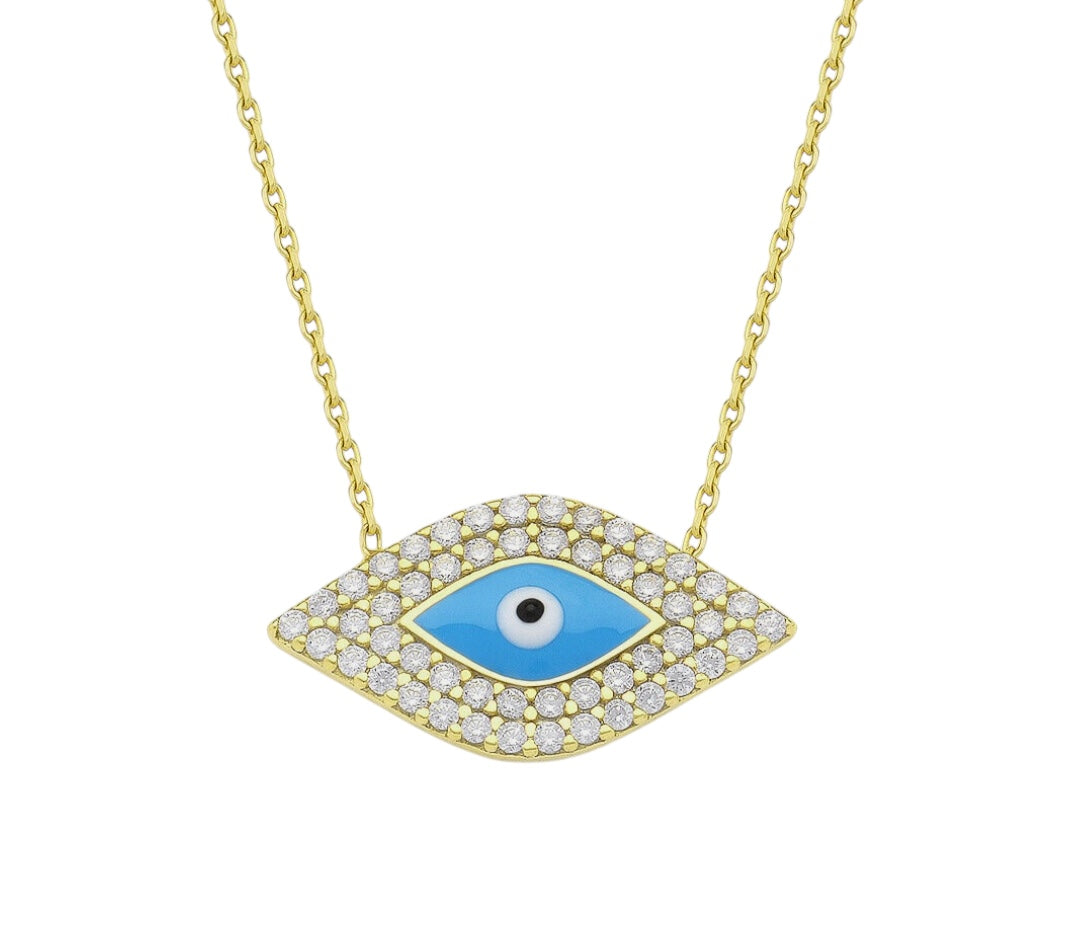Aphrodite | Evil Eye Turquoise CZ Necklace