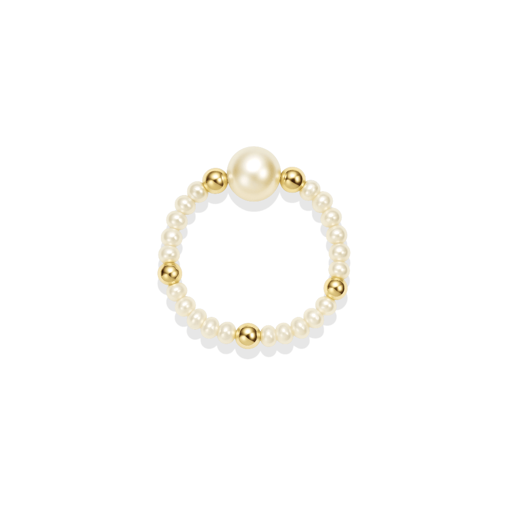 Aria Pearl Beaded Stretchy Ring - Bara Boheme