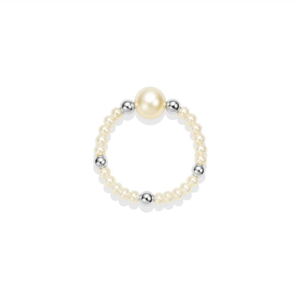Aria Pearl Beaded Stretchy Ring - Bara Boheme