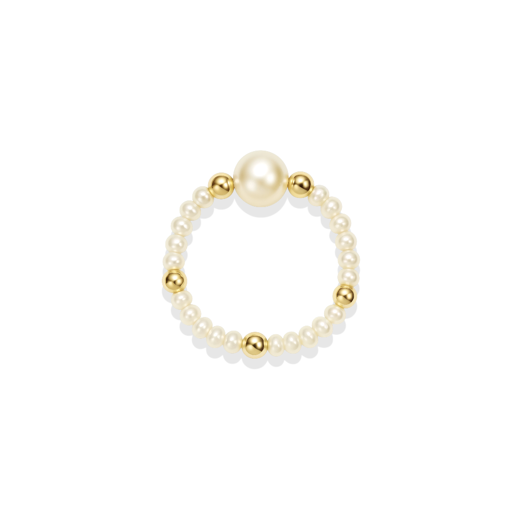Aria | Beaded Stretchy Ring with Pearls