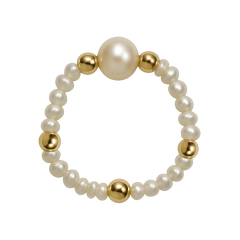 Aria | Beaded Stretchy Ring with Pearls