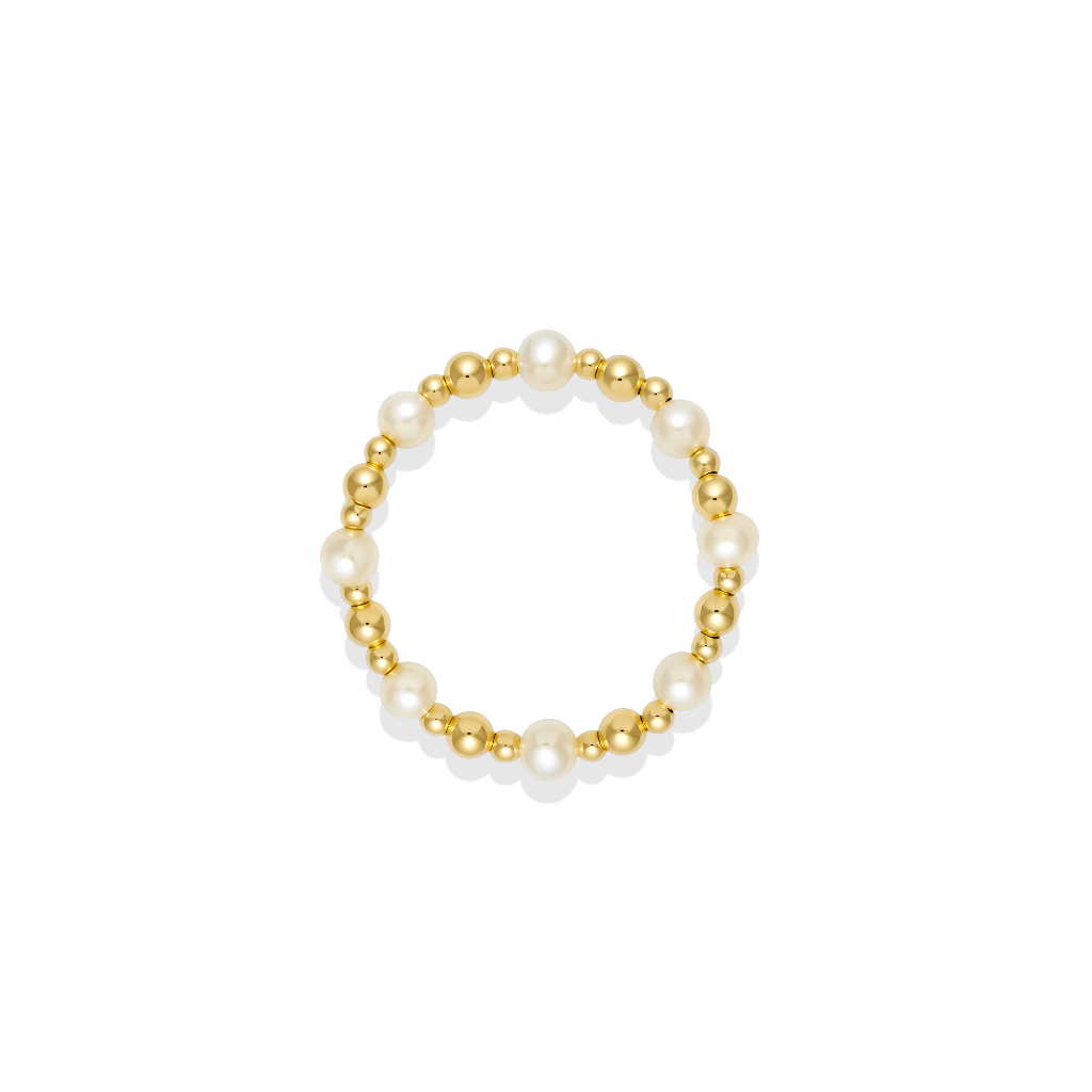 Ashlyn Pearl Beaded Stretchy Ring - Bara Boheme