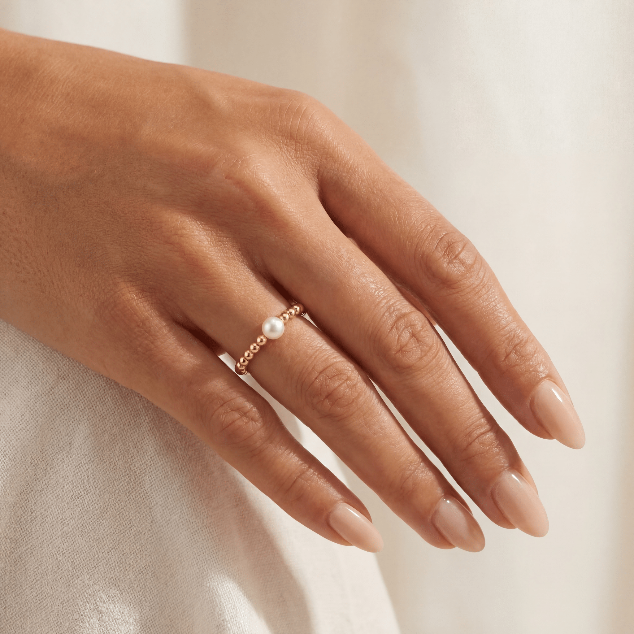 Audrey Pearl Beaded Stretchy Ring - Bara Boheme