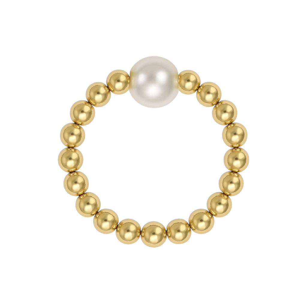 Audrey | Beaded Stretchy Ring with Pearls