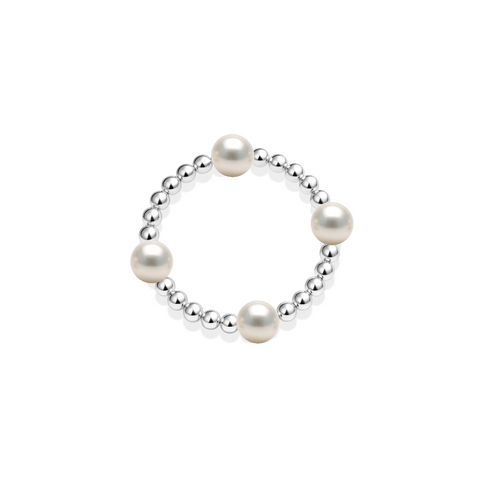 Bara | Beaded Stretchy Ring with Pearls