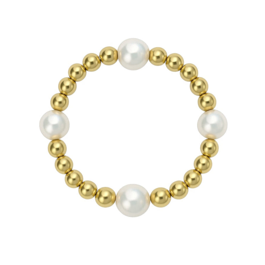 Bara | Beaded Stretchy Ring with Pearls