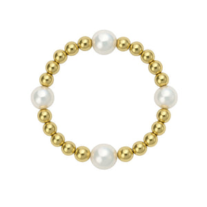 Bara | Beaded Stretchy Ring with Pearls