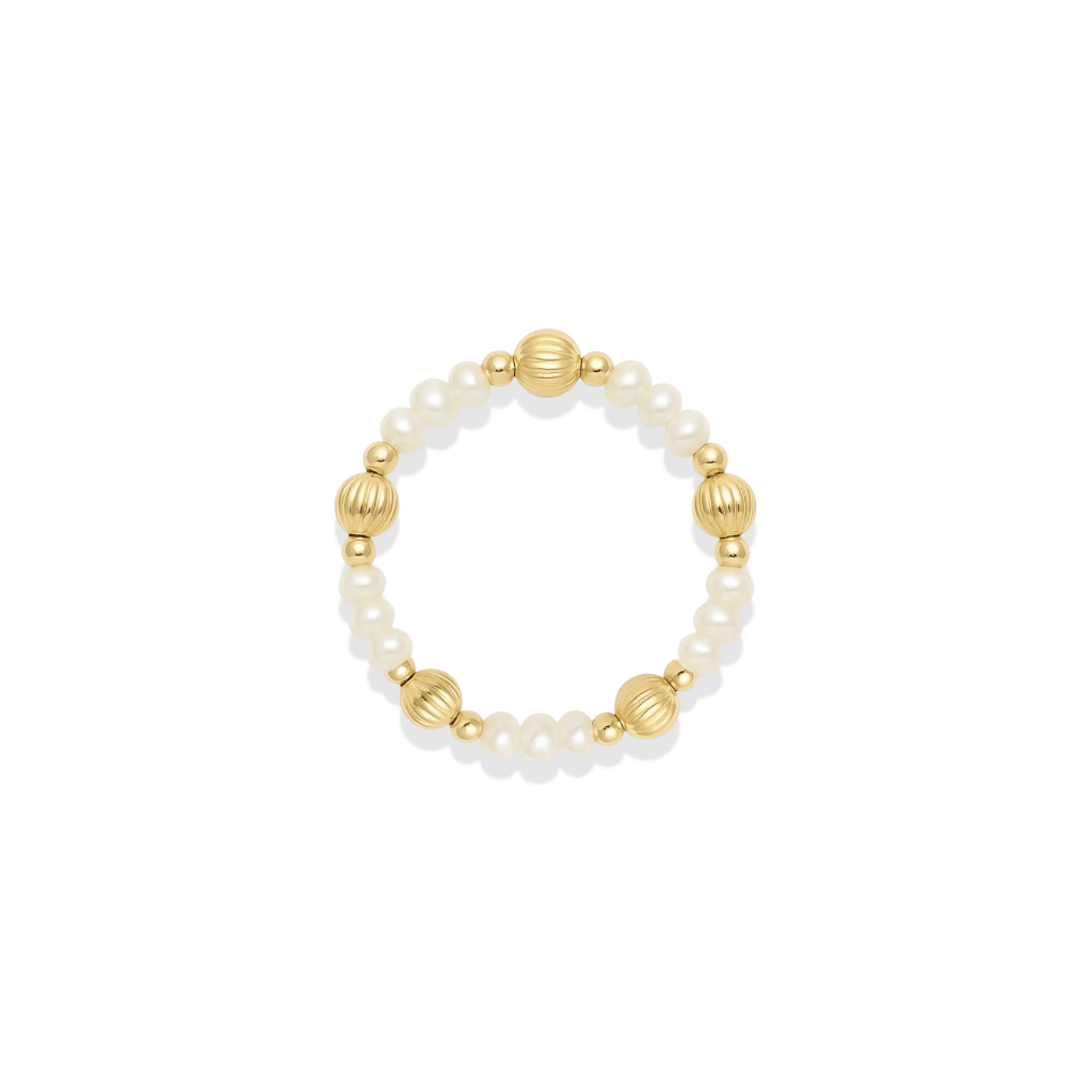 Basel Pearl Beaded Stretchy Ring - Bara Boheme